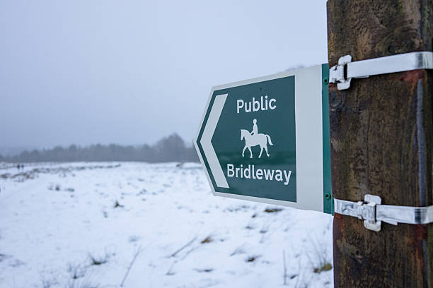 Public footpath sign on a post