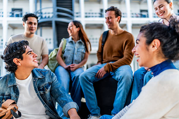 istock Young students friends talking and studying on university 2254663279