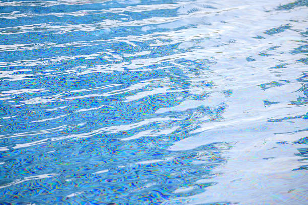 Swimming pool with blue crystal clear water surface and ripple wave background