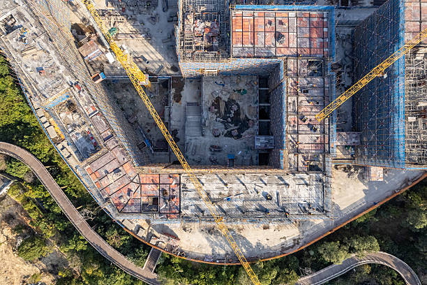 istock Vertical aerial view of urban construction site 2254679679