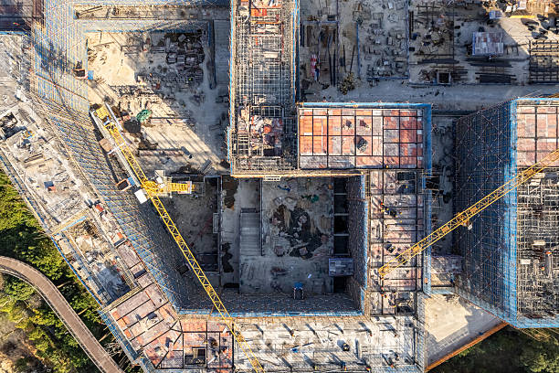 istock Vertical aerial view of urban construction site 2254679690