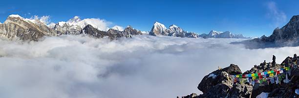 istock Mount Everest Lhotse Makalu peak buddhist prayer flags 2254684224