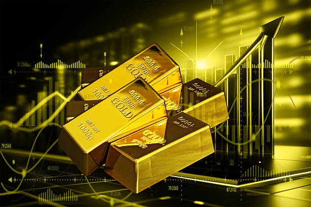 istock Gold bars on yellow black background 2254685500