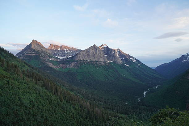 Different scenes in Glacier National Park, including mountains, views, Mountain goats