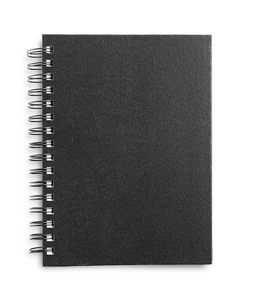 istock One notebook with black cover isolated on white, top view 2254698209