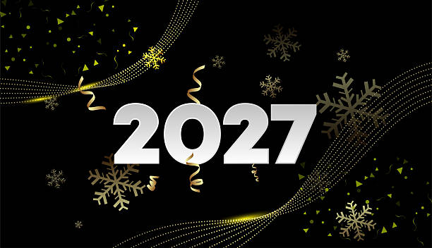 Happy New Year 2027  Golden Snowflake Celebration Banner