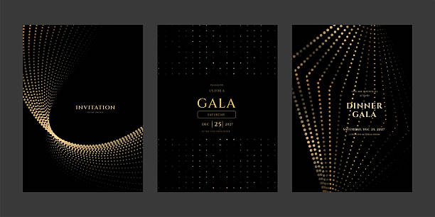 Luxury Gala Invitation Templates with Gold Dots  December 25 2027