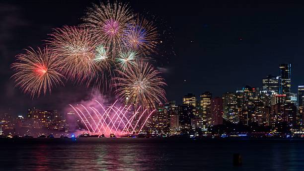 istock Fireworks view with city skyline 2254706409