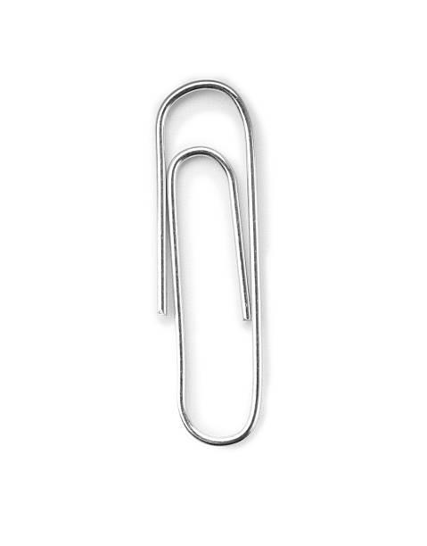 istock One metal paper clip isolated on white, top view 2254711233