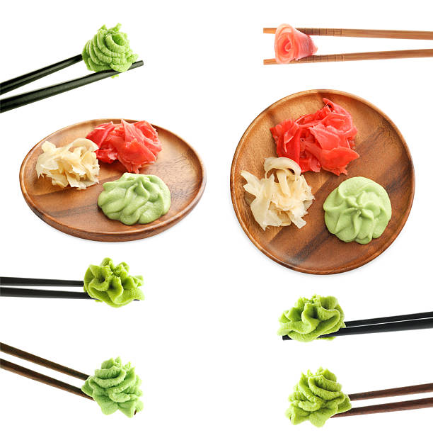 Chinese and Japanese cuisine dishes, raw fish, sashimi, sushi, shrimp, octopus, seaweed