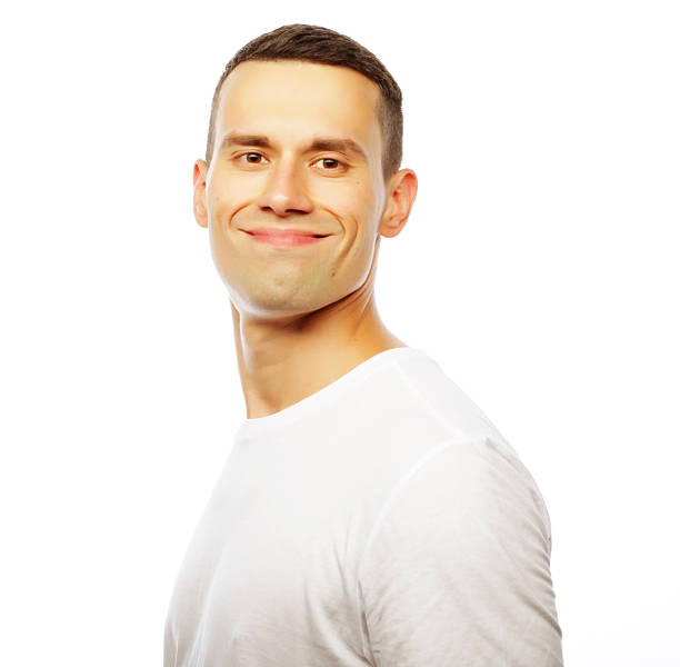 life style and people concept: handsome young man wearing white t-shirt