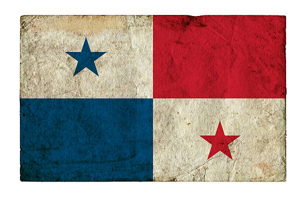 Grunge flag of Panama background isolated on white