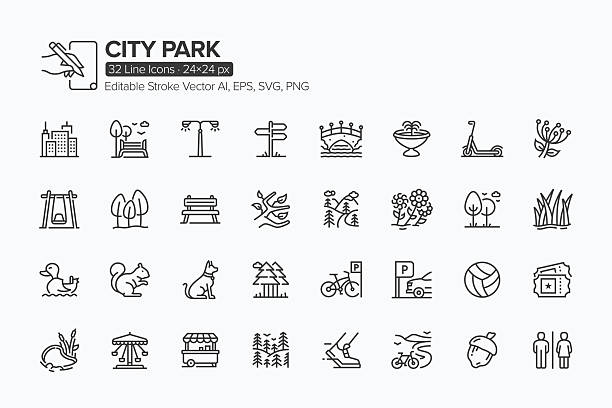 City Park Line Icon Set · 32 Icons