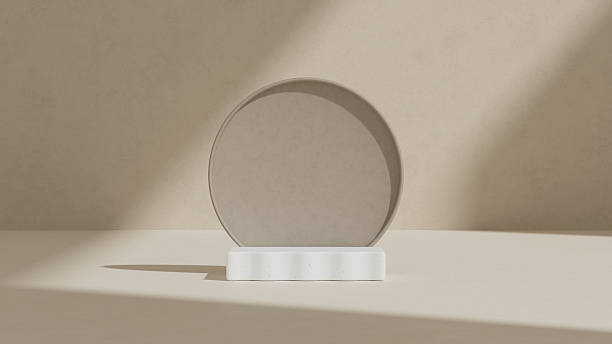 istock Minimal Neutral Product Podium on Soft Beige Background, 3D Render 2254721039
