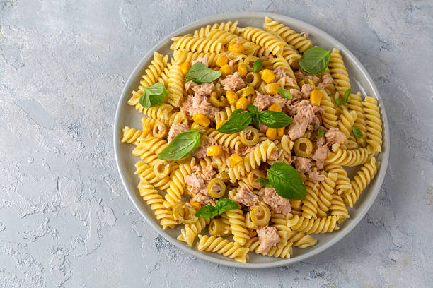 istock Tuna fusilli pasta, spiral or coiled pasta 2254725816