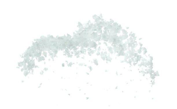 istock Salt rock flower fly explosion, white Salt rock flower explode abstract cloud fly. Big size ground salt splash in air, food object element design. White background isolated high speed freeze motion 2254729625