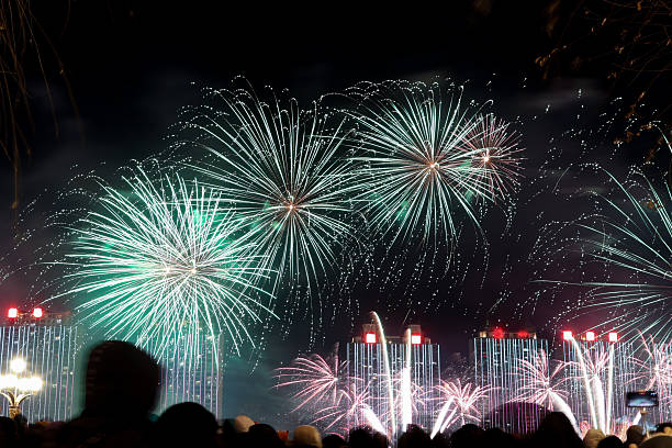 istock People watch the large fireworks display. 2254730024