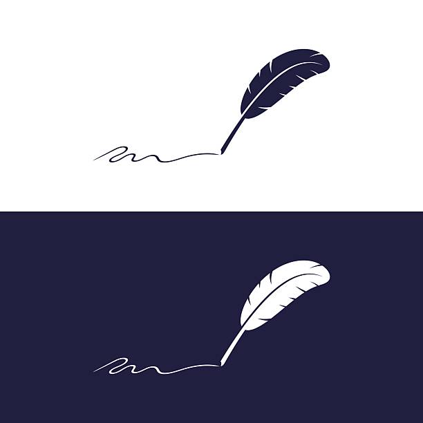 Silhouette illustration of a quill pen with two color styles. Ancient writing tool. vector illustration.