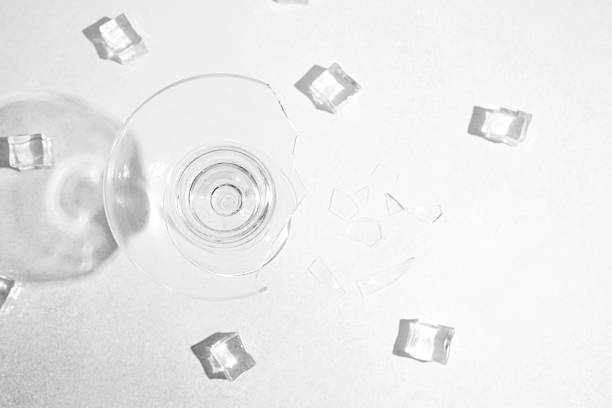 Broken glass on white background