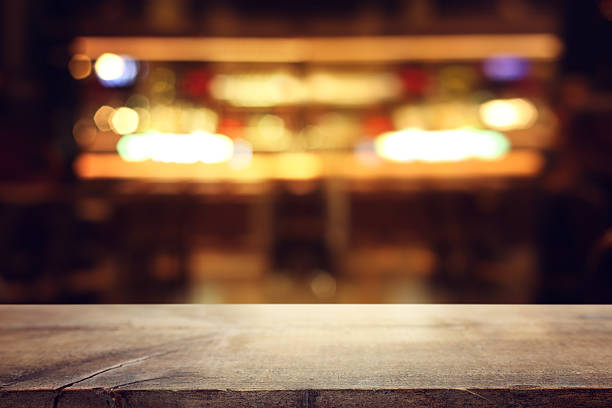 istock table and lights background during night time. Product display or mockup 2254753644