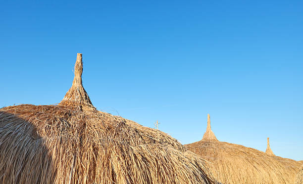 istock Straw umbrellas on the beach in Hurghada. 2254756487