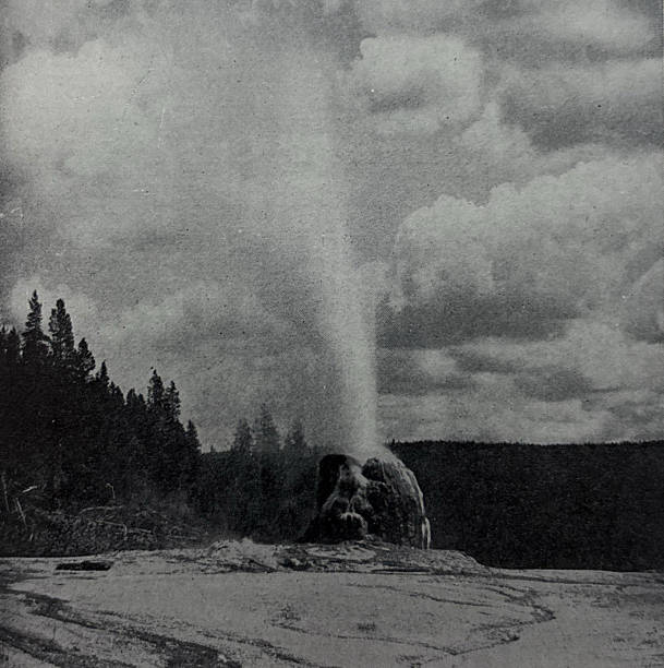 Antique illustration pre 1900 - Yellowstone National Park - Lone Star Geyser