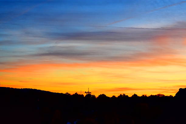 Beautiful colorful sky at sunset in Autumn, Ukraine