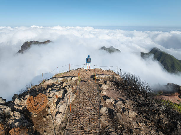 istock Hiker Standing Above the Clouds on Pico Ruivo Summit, Madeira 2254780351