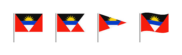 Antigua and Barbuda - Set Of Flags Of Different Shapes. Flat Collection.