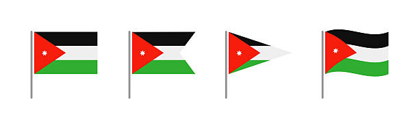 Jordan - Set Of Flags Of Different Shapes. Flat Collection.