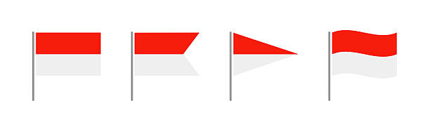 Indonesia - Set Of Flags Of Different Shapes. Flat Collection.