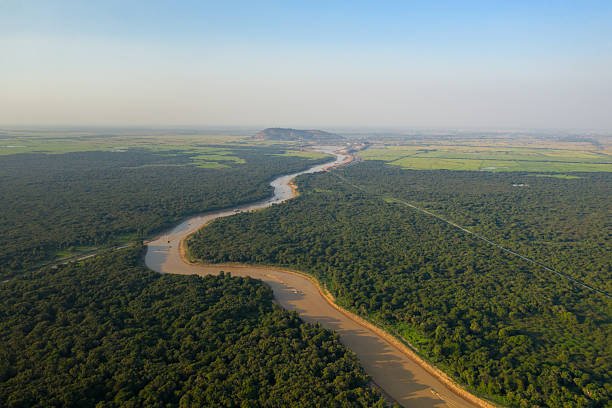 istock Meandering river through lush Cambodian countryside 2254783205