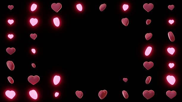 istock Horizontal 3d abstract Valentine romantic hearts neon glowing pink red black frame border background copyspace celebration holiday February couple relationship passion affection tenderness wallpaper 2254783665