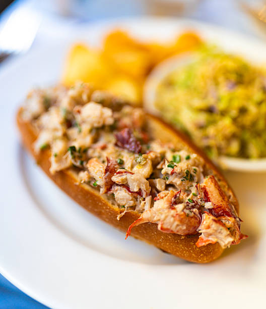 Lobster Roll with Chips and Guacamole