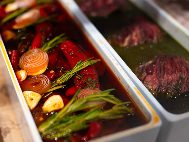 istock Marinated Peppers and Beef Steaks in Oil with Herbs 2254785092