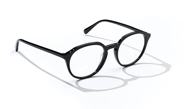 istock Black glasses for reading folded on white background. Plastic eyeglasses business and office style in minimal concept for promo banner sale and shopping 2254798628