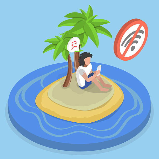 istock 3D Isometric Flat Vector Illustration of Castaway On Island 2254805042