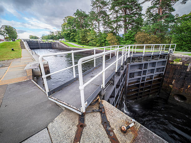 Neptune's Staircase canal locks moving water, Fort William, Scot