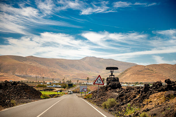 Timanfaya Volcano Road In Lanzarote Spain