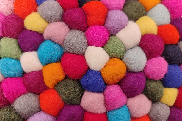 istock Vibrant Multicolored Felted Wool Balls Texture 2254810741