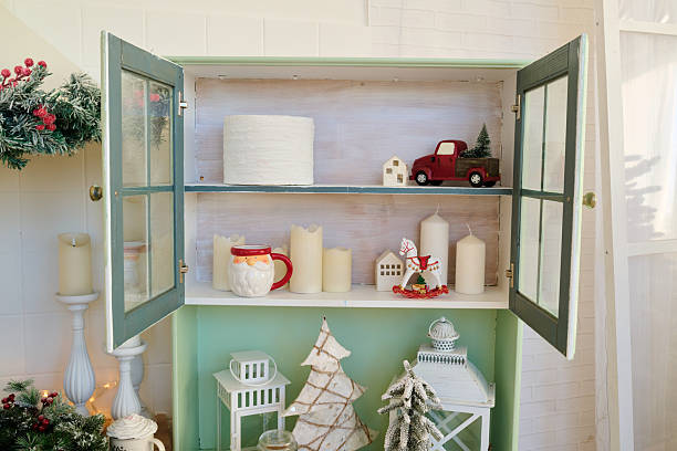 istock Festive holiday display in a green cabinet 2254812130