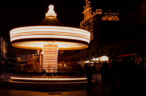 Long exposure - carousel at night in Krakow