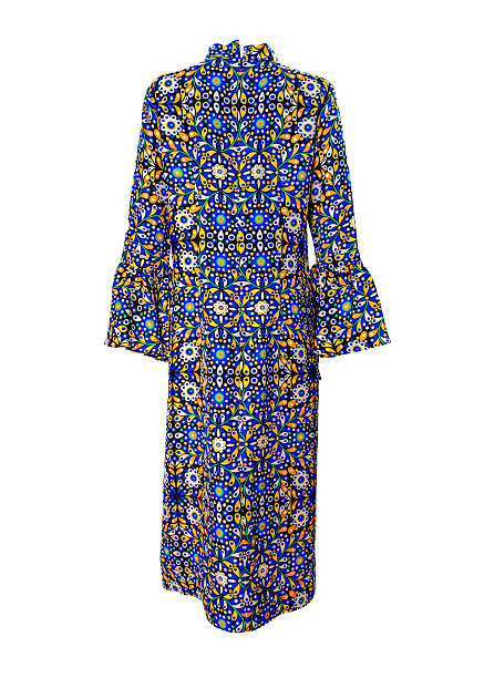 istock Colorful Geometric Pattern Long Sleeve Midi Dress Isolated on White Background 2254822103
