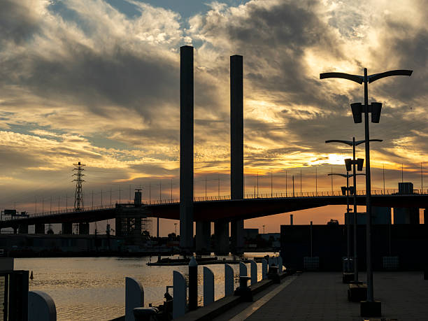 Sunset over the Melbourne Docklands waterfront, Australia