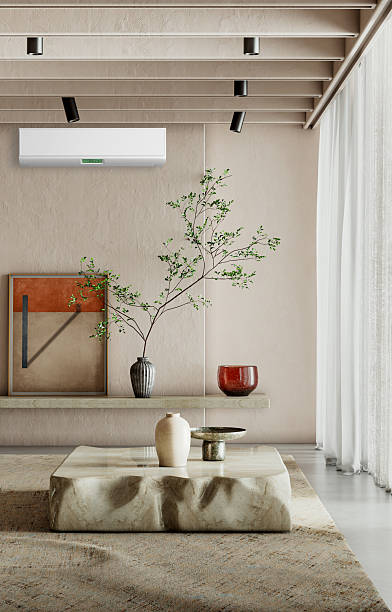istock modern bright interiors room with air conditioning and remote control illustration 3D rendering 2254823359