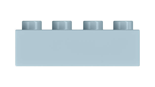 Pastel Blue Plastic Building Brick Isolated on a White Background.