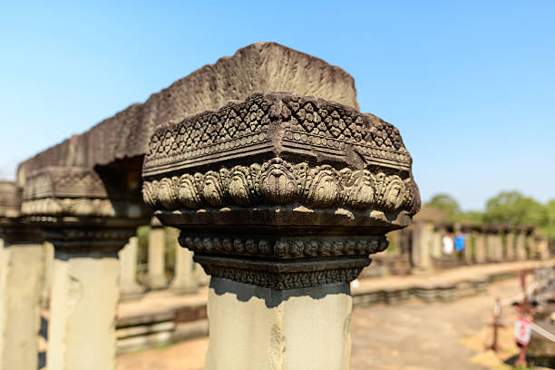 Apsara ancient carvings in Angkor Wat temple, Cambodia. It's the largest religious monument in the world by land area.