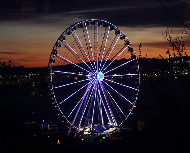 Seattle Great Wheel at sunset