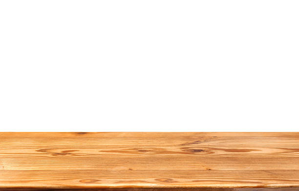 istock A front view image of a wooden table or desk top, with a white background. 2254849469