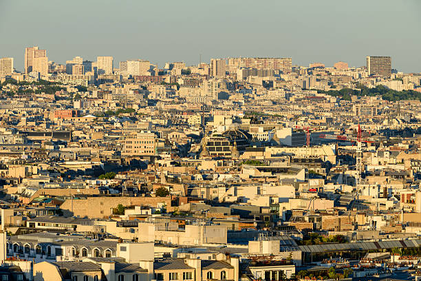 Aerial image of Paris in a sunny day
